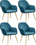 Komplekt 1/2/6/4 tooli katted koos k&auml;etugedega, sametist toolikatted, Stretch Luxury Velvet, 300 g, kontoritooli kate, seljatugi, tooli kaitse, tugitooli, s&ouml;&ouml;gitoa tooli kate, Peacock Blue, 4 tk.