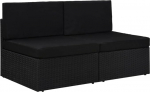 Modulares Mittelsofa aus PE Rattan Schwarz Garten Lounge Set 2-TLG. Gartenm&ouml;bel Poly Rattan v&auml;ljas diivan