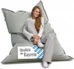 Bruni Caree Giant Bean Bag in Rock Grey - Ristk&uuml;likukujuline XXL Bean Bag 140 x 180 cm ja 400 L t&auml;idisega, Bean Bag sisekattega, lamades kott, eemaldatav kate, sise- ja v&auml;listingimustes, Saksamaalt.