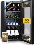 Sommertal k&uuml;lmik GK60 - Vaikne joogik&uuml;lmik koos LED, puuteekraaniga ja lukuga V&auml;ikeste pudelite k&uuml;lmik must 60L