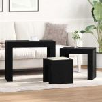 Couchtisch Set Schwarz Eiche 61x30x50 cm 3er Nesting Platzsparend Wohnzimmer Schlafzimmer Flur