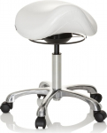 hjh OFFICE Ortho SIT 702311 T&ouml;&ouml;jalan&otilde;ud Kunstnahast valge ergonoomiline ratastega sadulaj&auml;lg reguleeritava k&otilde;rgusega