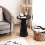 COVLON Small Side Table Round Modern Drinks Table for Small Spaces Living Room Bedroom (Black)