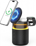 3-in-1 Bluetooth-k&otilde;lar koos &ouml;ise valguse ja juhtmevaba laadijaga, timmitav &ouml;&ouml;lamp koos induktsioonlaadimisjaamaga - &uuml;hildub iPhone 17/16/15/14/13/12 Pro Max, Apple Watch 33W (must)