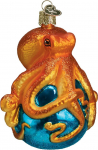 Vana Maailma j&otilde;ulud Octopus klaasist puhutud ornament