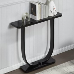 Konsolentisch aus Massivholz, Console Table, Moderner Eingangstisch, Minimalistisches, Geschwungenes Design, Ideal Als Beistelltisch Hinter Dem Sofa, f&uuml;r Wohnzimmer(Black,120x23cm/47x9in)