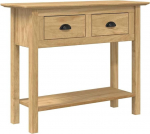 Konsolentisch mit 2 Schubladen und Ablage, 91 x 35 x 74 cm, Honigbraun, Holzwerkstoff, Modern