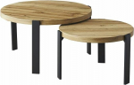 Polo, Couchtisch-Set, Rund, MDF + Furnier mit Metallgestell, Eiche Artisan/Schwarz, 2-osaline, 80 cm + 60 cm