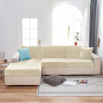 YOPOIY Velvet Stretch Diivan Padja kate, Pluusne padi kaitsekate toolile, lamamistoolile, diivanim&ouml;&ouml;bli kaitsele, istmepadi elastse seljaga, Beige-L toolile