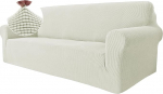 Ystyle Stretch Diivan Cover 3 istekohaga, elastne diivanikate koos k&auml;etugedega, Jacquard diivanikate, libisemisvastane, pestav diivanikate kaitsja koertele lemmikloomadele, naturaalne valge