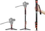IFOOTAGE Monopod Camera with Feet, Aluminium Alloy and Trekking Poles, Desktop Tripod, for DSLR Cameras and Camcorders, Payload up to 17.64 lbs/8 kg, 71 Inches/180 cm, Cobra 3 Monopod A180F