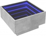 vidaXL LED kohvilaud, k&uuml;ljelaud LED Infinity peegliga, kohvilaud, diivanilaud elutuppa, elutoa laud, betoonhall, puitmaterjali