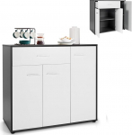 COSTWAY sahtlikapp k&ouml;&ouml;k, sahtliga buffetkapp, k&ouml;&ouml;gikapp reguleeritava riiuliga, k&uuml;ljepaneel s&ouml;&ouml;gituppa, elutuppa ja esikusse, valge/must, 88 x 40 x 80 cm.