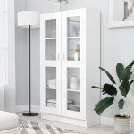 Willood Vitriinkapp Raamaturiiul Arhiivikapp Kontorikapp Vitriinkapp Raamaturiiul Sideboard Valge 82,5 x 30,5 x 150 cm Puidust materjaliga
