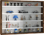 HOMCOM kollektsiooni vitriinkapp rippuv vitriinkapp 80 x 9,5 x 60 cm, 4 reguleeritava k&otilde;rgusega riiuli ja 2 l&uuml;kandklaasist uksega figuuride ja mudelautode kollektsiooni jaoks Pruun