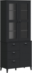 Hommdiy Viken Highboard massiivne m&auml;nni elutuba multifunktsionaalne kapp k&ouml;&ouml;gikapp m&ouml;&ouml;bel must 80 x 40 x 190 cm