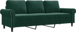 vidaXL 3-kohaline diivan, Lounge diivan diivan koos k&auml;etugede seljapatjadega, elutoa diivan disain diivan metallist raam, istumism&ouml;&ouml;bel kolmekohaline, tumeroheline velvet