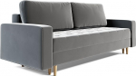 Puidust jalgadega diivan, diivan skandinaavia stiilis, magamisfunktsioon, diivanvoodi, polsterdatud diivan, diivan, kallutatav diivan, voodipadi, magamispind: 238 x 91 cm (Hall - Itaka 51)