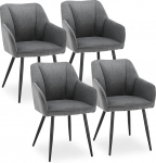 CLIPOP s&ouml;&ouml;gitoa toolid, komplekt 4, linased k&ouml;&ouml;gitoolid, polsterdatud toolid k&auml;etugede ja metalljalgadega, retro disainiga k&auml;etoed, tugitool elutuppa, s&ouml;&ouml;gituppa (komplekt 4, linane tumehall)