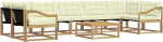 Gartenlounge Set 8-TLG. aus Akazienholz, Modulares Outdoor Sofa mit Textilene, Gartenm&ouml;bel Sitzgruppe f&uuml;r Terrasse und Garten, inkl. Sitz- und R&uuml;ckenkissen, 79 x 79 x 37 cm