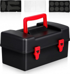 WOONEKY Kaasaskantav Gyro Organiser Storage Box lukuga ja k&auml;epidemega Stackable Black Plastic Toy Box for Battling Tops ja tarvikud Child Safe and Easy to Open for