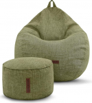 Roheline Bean Indoor XXL Bean Bag Home Linen + Stool koos EPS helmede t&auml;itmisega, Seat Pouf, p&otilde;randapadi, istmepadi, istmepadi, Lounge Chair, Stool, l&otilde;&otilde;gastav tool, Bean Bag, roheline
