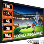 VEVOR projektsiooniekraan 16:9 4K HDTV filmiekraan fikseeritud raamiga 3D projektoriekraan 4K HDTV kinoteatrile v&auml;litingimustes kasutamiseks