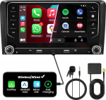 Doppel DIN Autoradio mit Bildschirm f&uuml;r Audi A3 (2003-2012), Wireless CarPlay & Android Auto, 7" Auto Radio Touch Display, 4GB+64GB, Bluetooth 5GHz WiFi DAB+ FM AUX GPS