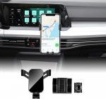 KUNGKIC auto mobiiltelefoni hoidja Reguleeritav auto telefoni hoidja, mis &uuml;hildub VW Volkswagen 2020-2023 Golf 8 GTI MK8 tarvikud interj&ouml;&ouml;r 360 &deg; p&ouml;&ouml;ramine tsingisulamist ABS (must)