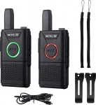 Retevis RT618 Raadio Mini h&auml;daolukorra Walkie Talkie litsentsivaba 16 kanaliga VOX Dual PTT Ultra Thin PMR raadio komplekt laetav USB laadimiskaabel (1 paar, must)