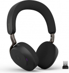 Jabra Evolve3 75 juhtmevaba Bluetooth-kuuldeaparaat mikrofoniga kontorisse, USB-A, AI h&auml;&auml;lk&otilde;ne, t&auml;iustatud aktiivne m&uuml;rasummutus, 22h aku, MS Teams sertifikaat, mustas toonis