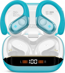 Bluetooth Kopfh&ouml;rer Sport, 75H, In Ear Kopfh&ouml;rer Kabellos Bluetooth 5.4, HiFi Stereo, Ohrh&ouml;rer mit 4 HD ENC Mic, LED Anzeige, IP7 Wasserdicht Wireless Headset Ohrhaken, f&uuml;r Joggen/Arbeiten, Hellblau