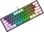Mini 60% m&auml;nguklaviatuur, membraan m&auml;nguklaviatuur poolmehaaniliste klahvidega, optiline RGB Chroma taustavalgustusega kompaktne 62 klahvi topelt v&auml;rvi klahvikate, QWERTY paigutus PC, s&uuml;learvuti, Mac, arvuti, must ja valge