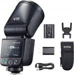 Godox V1midS TTL &uuml;marpea kaamera v&auml;lk, 55W v&auml;lk 650 v&auml;lgu, A/M Zoom 1/8000s HSS 1.7s taastumisaeg 2W LED seadistusvalgusega Sisseehitatud 2200mAh aku Sony kaameratele