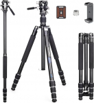 INNOREL RT45A+H10 Professional Camera Tripod 6061 Aluminum Alloy Compact Portable for DSLR Camera Camcorder Camera Stand with Mini Liquid Video Headphone Phone Clip