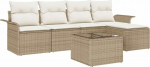 Rantry 6-teiliges Garten Sofa Set mit Kissen Braun Poly Rattan Gartenlounge Model3345331