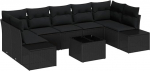 8-teiliges Garten Sofa Set mit Kissen in Schwarz aus Poly Rattan Gartenlounge Model3346983