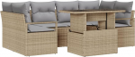 7-teilige Garten Sofaset mit Kissen Beige Poly Rattan Gartenlounge Model3357493