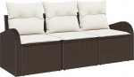 Rantry 3-teiliges Garten Sofa Set mit Kissen Braun Poly Rattan Gartenlounge Model3345898