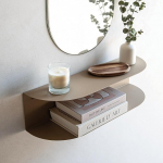 MILUKA Ovva Narrow Metal Console Table, Beige, 60 cm, Floating Wall Shelf for the Hallway with 2 Levels, Hanging as a Bedside Table, Dressing Table or Sideboard