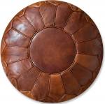 See the Good XL Genuine Leather Pouf - Handmade - Filled - Ottoman Bean Bag Footstool Pouf (Honey Brown)