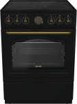 Gorenje Classico GECS 6 B70CLB elektripliit klaasist keraamilise pliidiga, retro disain, 60 cm, 71 liitrit, &otilde;rn sulgemine, kiirkuumutus, AirFry, ExtraSteam, Pizza režiim, AquaClean, must