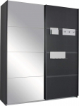Rauch M&ouml;bel Steinheim Metallic Sliding Door Wardrobe with Mirror Including Wardrobe Accessories, 2 Doors, Basic Accessory Pack 2 Shelves, 2 Extendable Clothes Rails, 181 x 197 x 59 cm (W x H x D)