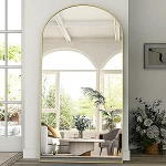 BEAUTYPEAK Suur kaarjas t&auml;ispikk peegel 218 x 102 cm, kumer seisev peegel riputamiseks v&otilde;i seinale toetumiseks, suur p&otilde;randapeegel koos statiiviga magamistuppa, elutuppa v&otilde;i garderoobi, kuldne