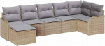 7-teiliges Garten-Sofa-Set mit Kissen Beige Poly Rattan, 2-Sitzer Garten-Sofa mit Kissen Beige Poly Rattan Gartenlounge Model3345790