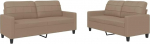 Kangmusi 2-TLG. Sofagarnitur mit Kissen Cappuccino-Braun Kunstleder, kangmusi3201362
