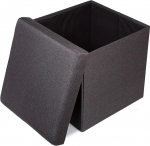 Birdrock Home Ottoman Storage Stool Linen Look Without Legs Black