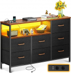 Coleshome v&auml;rvivahetusega LED ribade ja 2 USB ja 2 vahelduvvoolu pistikupesa, 7 riidest sahtliga kapp magamistuppa, elutuppa, 132 x 30 x 89 cm, Retro v&auml;rvi