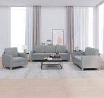 Gecheer 3-TLG. Sofagarnitur mit Kissen Hellgrau Stoff, Moderne Couch Polstersofa f&uuml;r Wohnzimmer Schlafzimmer Spielzimmer3202054