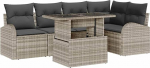 Rantry 6-teiliges Garten-Sofa-Set mit Kissen, Hellgrau, Poly-Rattan Gartenlounge Model3348648